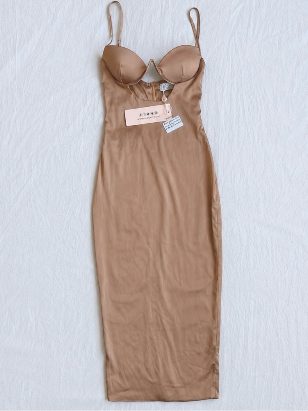 beige satin bra slip dress